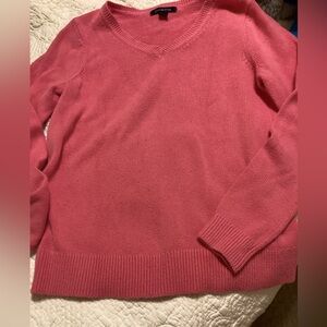 Lands' End Women's V-Neck Sweater in Coral Pink